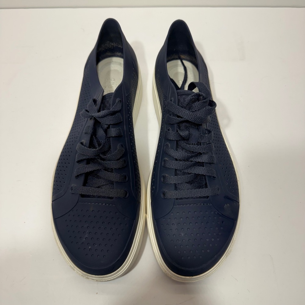 Crocs CitiLane Roka Low Pro Mens Size 12 Navy Blue White Lace Up Sneakers 204872